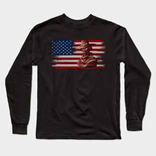 cowboy american flag vintage usa  cowboy Rodeo Roping Horse Riding Long Sleeve T-Shirt